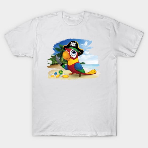 Pirate Parrot with Treasure and Sword T-Shirt by 513KellySt